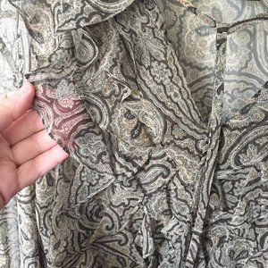 VINTAGE CYNTHIA STEFFE  Paisley Silk Chiffon Ruffle Blouse